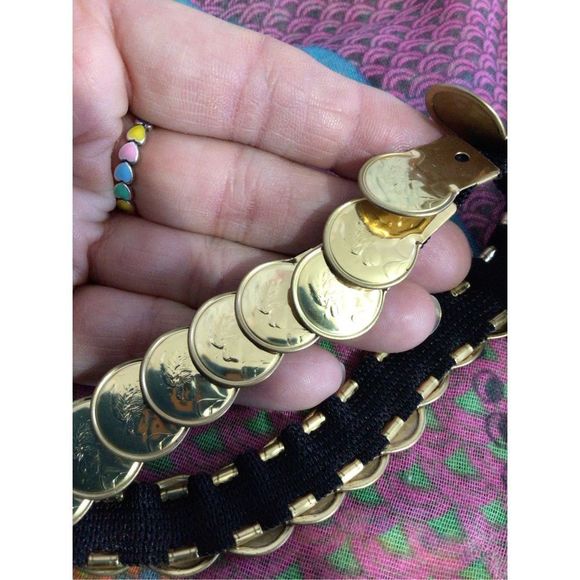 Vintage Gold Coin Stretch Belt ~ So Cute! Medium - Picture 8 of 16
